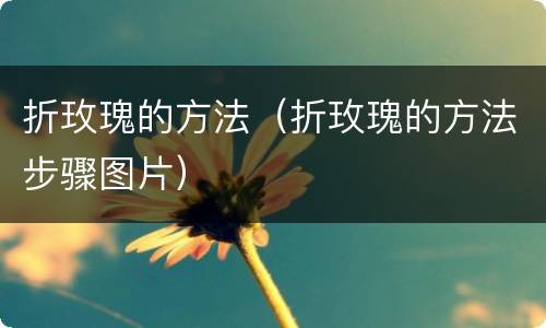 折玫瑰的方法（折玫瑰的方法步骤图片）