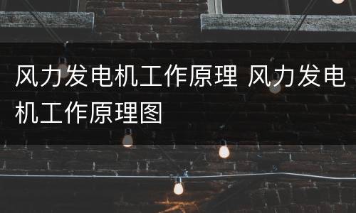 风力发电机工作原理 风力发电机工作原理图