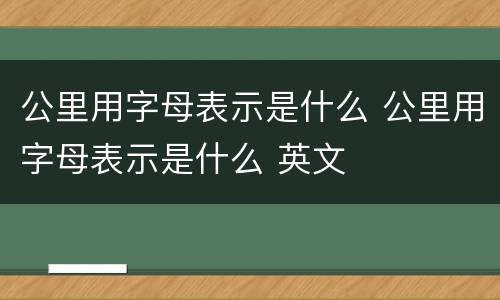 公里用字母表示是什么 公里用字母表示是什么 英文