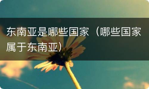 东南亚是哪些国家（哪些国家属于东南亚）