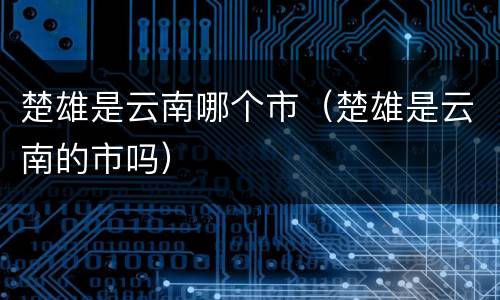 楚雄是云南哪个市（楚雄是云南的市吗）