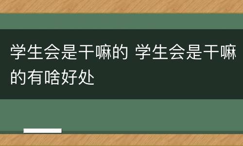 学生会是干嘛的 学生会是干嘛的有啥好处
