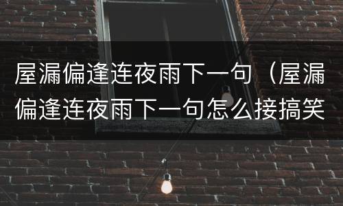 屋漏偏逢连夜雨下一句（屋漏偏逢连夜雨下一句怎么接搞笑）