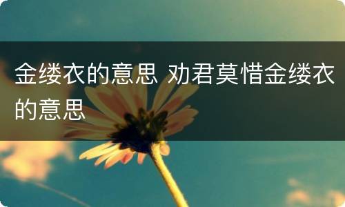金缕衣的意思 劝君莫惜金缕衣的意思