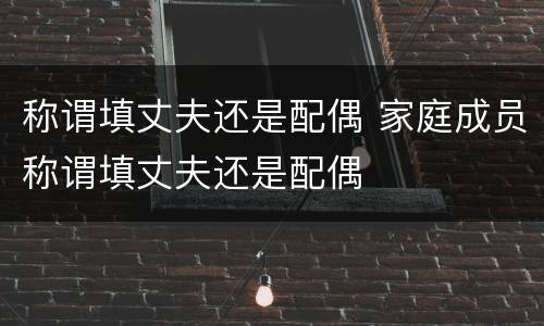 称谓填丈夫还是配偶 家庭成员称谓填丈夫还是配偶