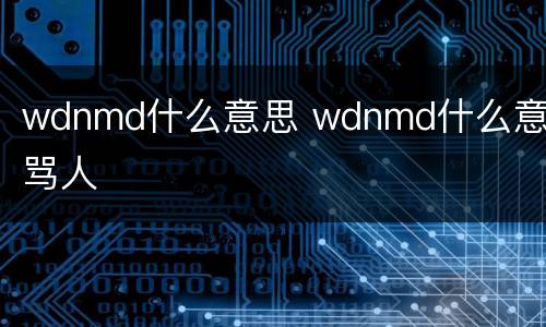 wdnmd什么意思 wdnmd什么意思骂人