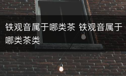 铁观音属于哪类茶 铁观音属于哪类茶类