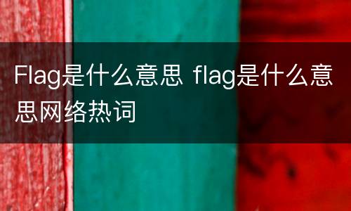 Flag是什么意思 flag是什么意思网络热词
