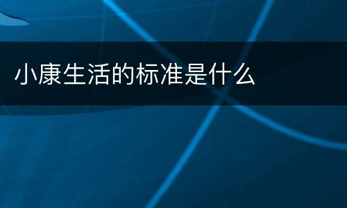 小康生活的标准是什么