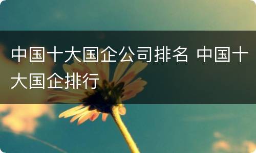 中国十大国企公司排名 中国十大国企排行
