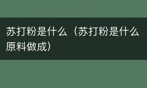 苏打粉是什么（苏打粉是什么原料做成）