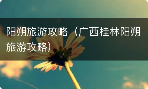 阳朔旅游攻略（广西桂林阳朔旅游攻略）