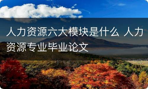 人力资源六大模块是什么 人力资源专业毕业论文