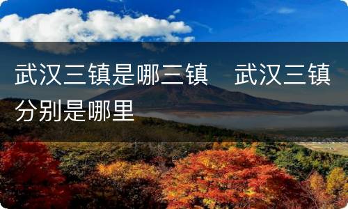 武汉三镇是哪三镇   武汉三镇分别是哪里