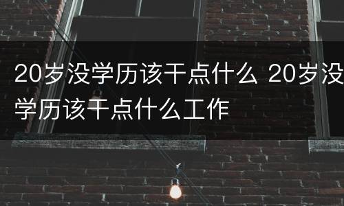 20岁没学历该干点什么 20岁没学历该干点什么工作