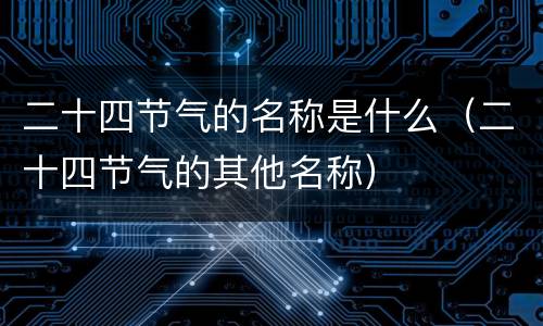 二十四节气的名称是什么（二十四节气的其他名称）