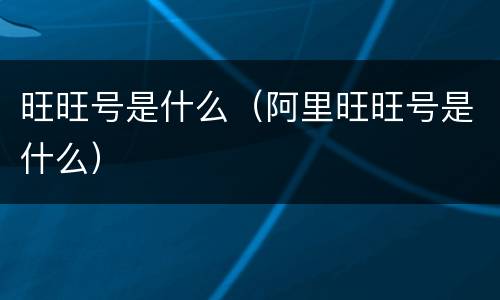 旺旺号是什么（阿里旺旺号是什么）