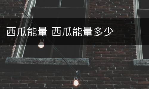 西瓜能量 西瓜能量多少