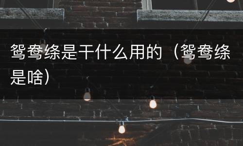 鸳鸯绦是干什么用的（鸳鸯绦是啥）
