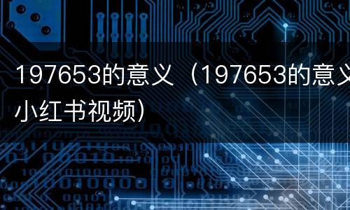 197653的意义（197653的意义小红书视频）