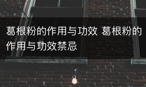 葛根粉的作用与功效 葛根粉的作用与功效禁忌