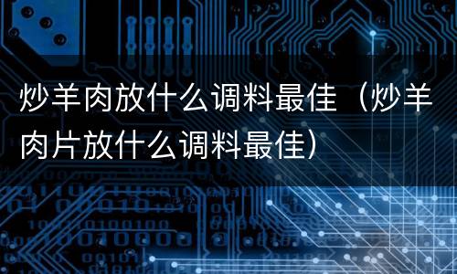 炒羊肉放什么调料最佳（炒羊肉片放什么调料最佳）