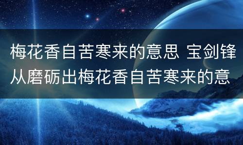 梅花香自苦寒来的意思 宝剑锋从磨砺出梅花香自苦寒来的意思