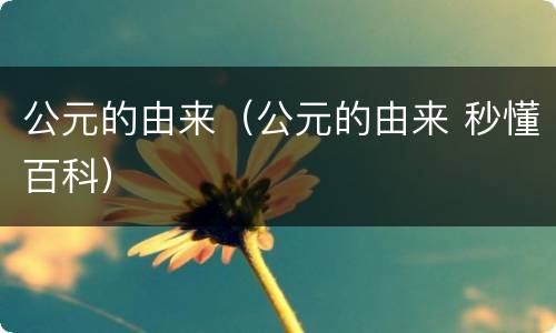 公元的由来（公元的由来 秒懂百科）