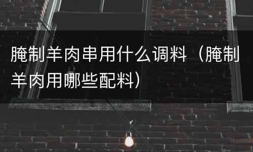 腌制羊肉串用什么调料（腌制羊肉用哪些配料）