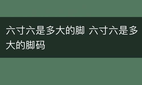 六寸六是多大的脚 六寸六是多大的脚码