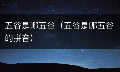 五谷是哪五谷（五谷是哪五谷的拼音）
