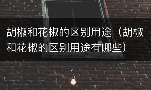 胡椒和花椒的区别用途（胡椒和花椒的区别用途有哪些）
