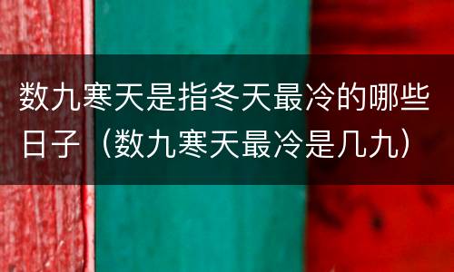 数九寒天是指冬天最冷的哪些日子（数九寒天最冷是几九）