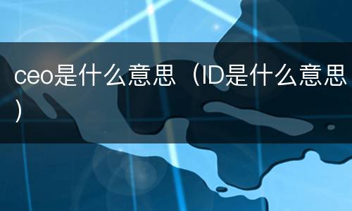ceo是什么意思（ID是什么意思）