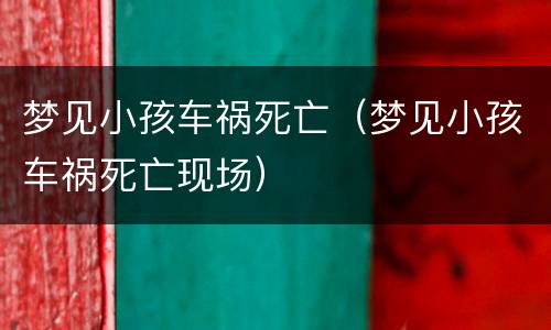 梦见小孩车祸死亡（梦见小孩车祸死亡现场）