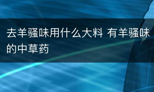 去羊骚味用什么大料 有羊骚味的中草药