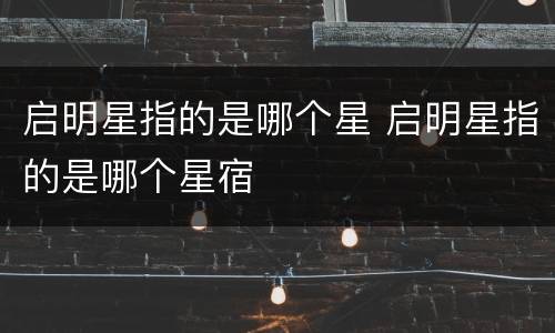 启明星指的是哪个星 启明星指的是哪个星宿
