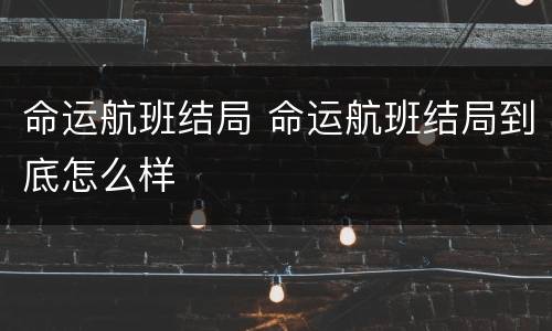 命运航班结局 命运航班结局到底怎么样