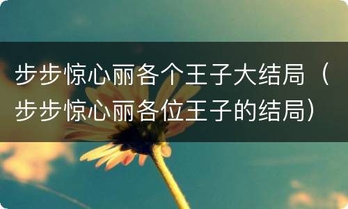 步步惊心丽各个王子大结局（步步惊心丽各位王子的结局）