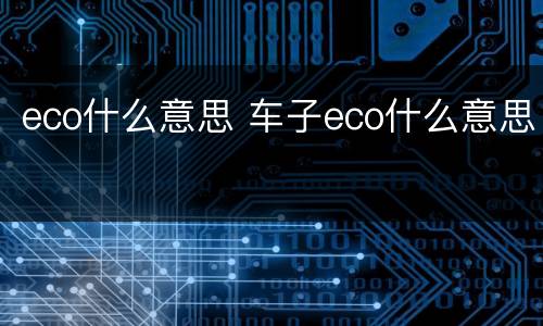 eco什么意思 车子eco什么意思