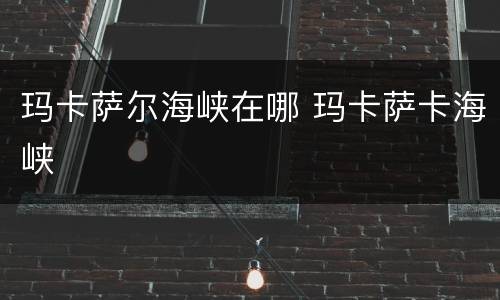 玛卡萨尔海峡在哪 玛卡萨卡海峡