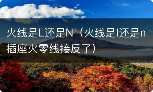 火线是L还是N（火线是l还是n插座火零线接反了）