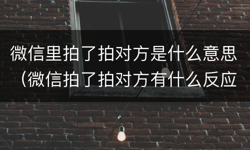 微信里拍了拍对方是什么意思（微信拍了拍对方有什么反应）