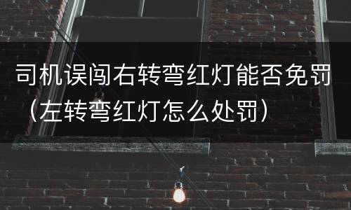 司机误闯右转弯红灯能否免罚（左转弯红灯怎么处罚）