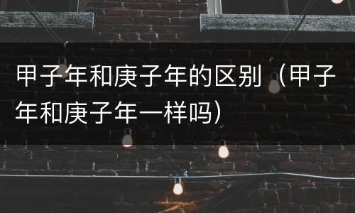甲子年和庚子年的区别（甲子年和庚子年一样吗）