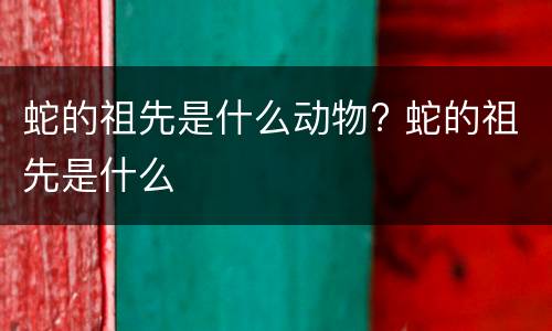 蛇的祖先是什么动物? 蛇的祖先是什么