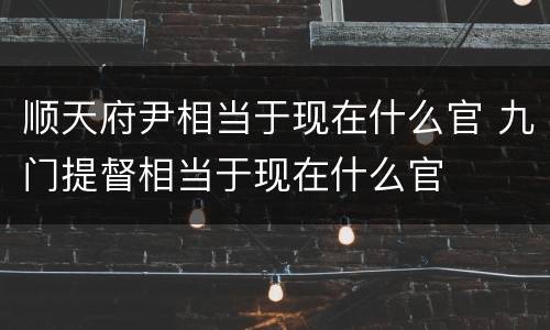 顺天府尹相当于现在什么官 九门提督相当于现在什么官