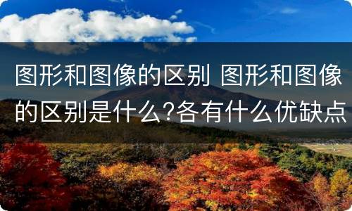 图形和图像的区别 图形和图像的区别是什么?各有什么优缺点