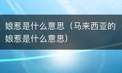娘惹是什么意思（马来西亚的娘惹是什么意思）