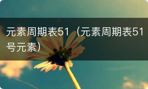 元素周期表51（元素周期表51号元素）